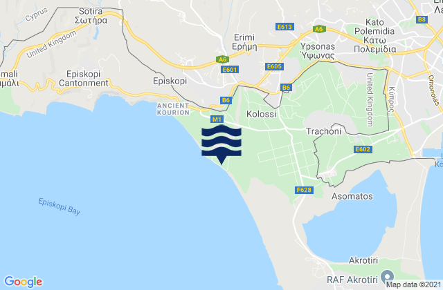 Kolossi, Cyprus tide times map