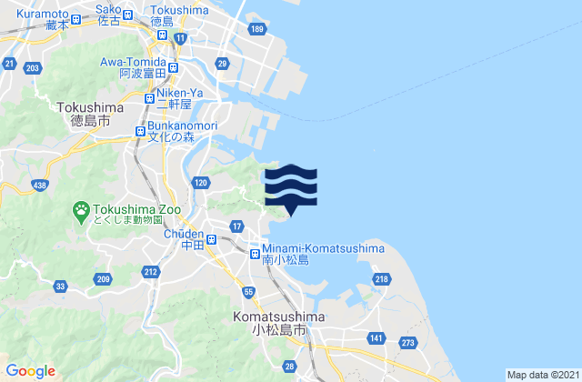 Komatsushima Ko, Japan tide times map