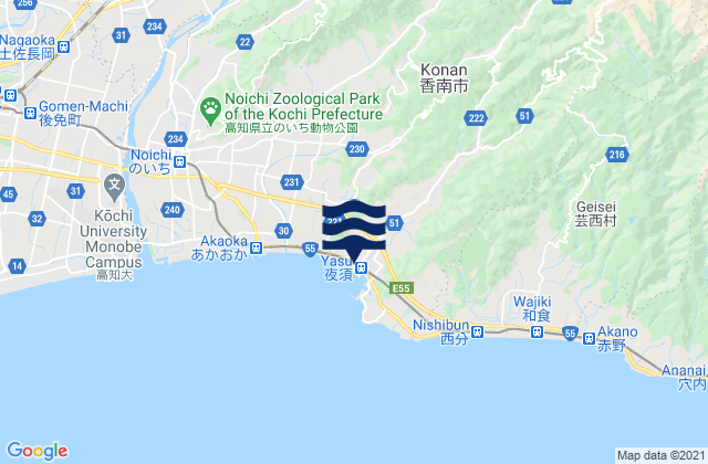 Konan Shi, Japan tide times map
