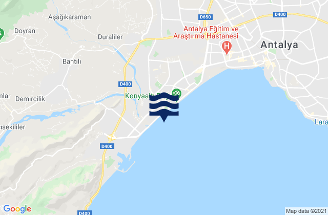 Konyaalti, Turkey tide times map