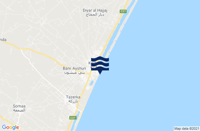 Korba, Tunisia tide times map