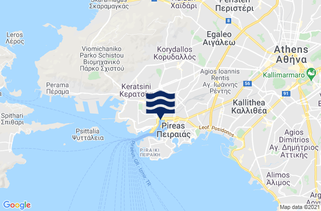 Korydallos, Greece tide times map