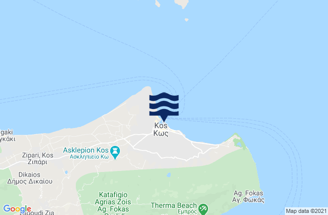 Kos, Greece tide times map