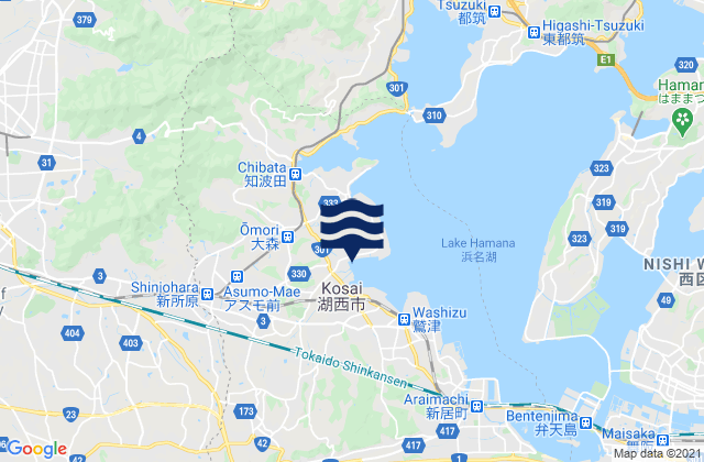 Kosai-shi, Japan tide times map