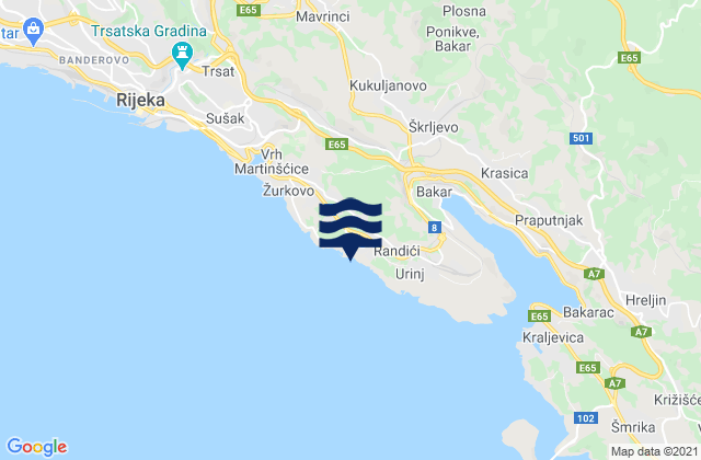Kostrena, Croatia tide times map
