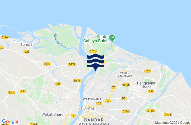 Kota Bharu, Malaysia tide times map