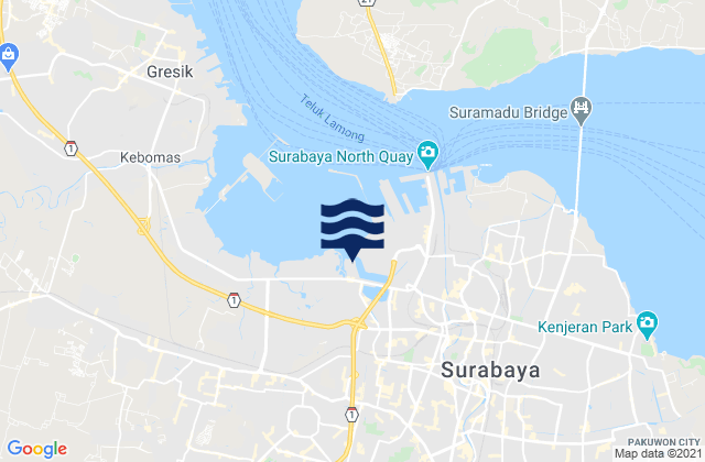 Kota Surabaya, Indonesia tide times map