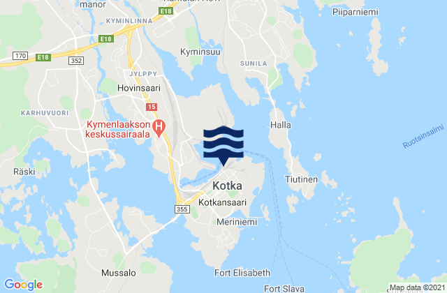 Kotka, Finland tide times map