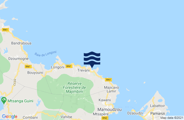 Koungou, Mayotte tide times map