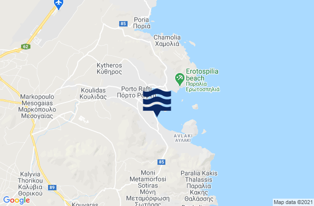 Kouvaras, Greece tide times map