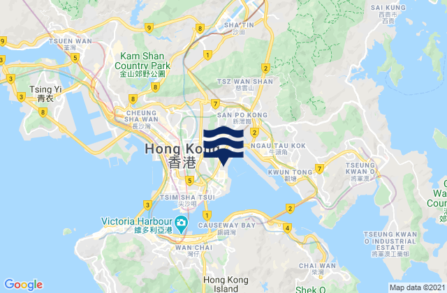 Kowloon, Hong Kong tide times map