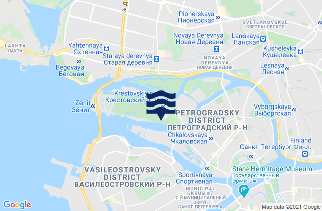 Krestovskiy ostrov, Russia tide times map