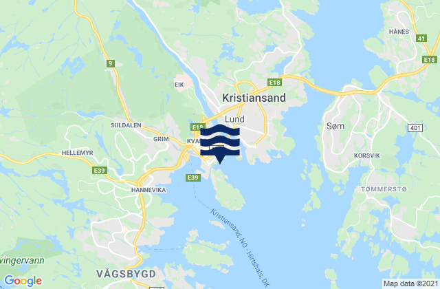 Kristiansand, Norway tide times map