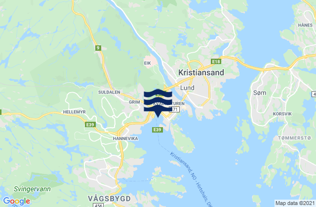 Kristiansand Port, Norway tide times map