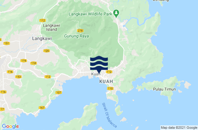 Kuah, Malaysia tide times map