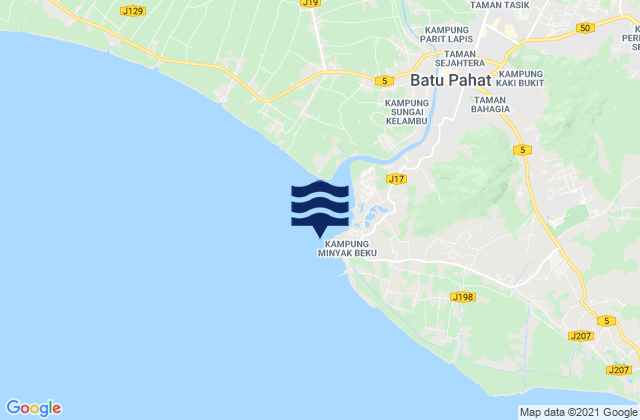 Kuala Batu Pahat, Malaysia tide times map