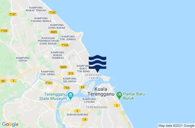 Kuala Trengganu, Malaysia tide times map