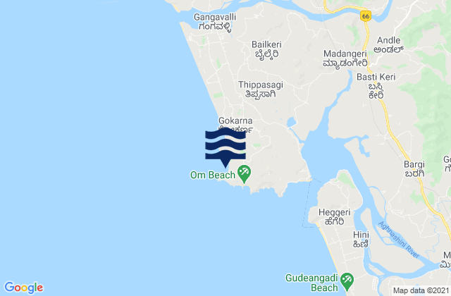 Kudle -Beach (Gokarna), India tide times map