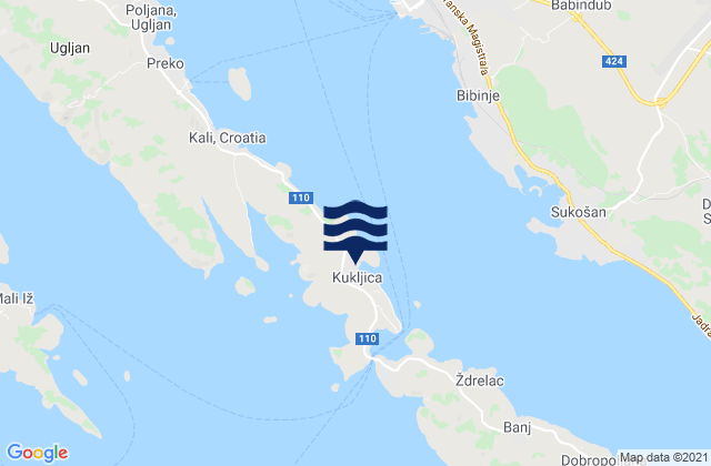 Kukljica, Croatia tide times map