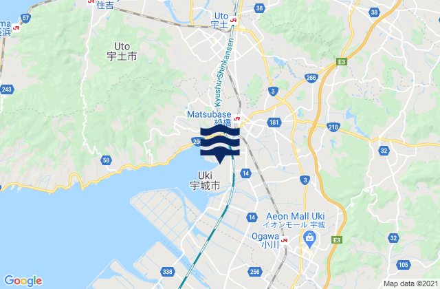 Kumamoto, Japan tide times map