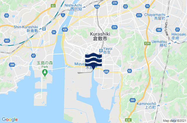 Kurashiki, Japan tide times map