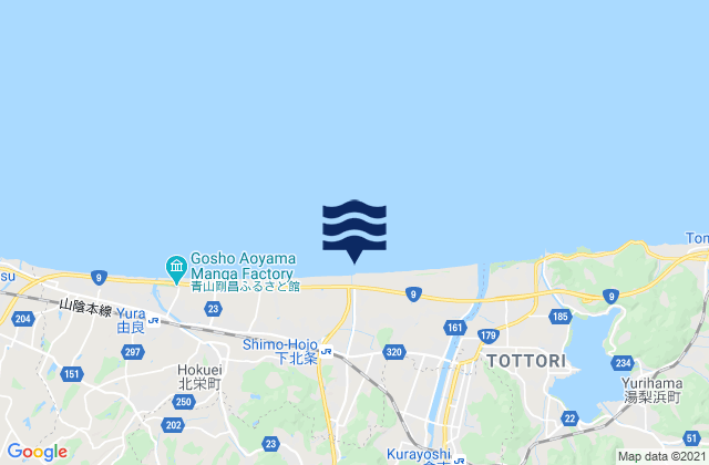 Kurayoshi, Japan tide times map