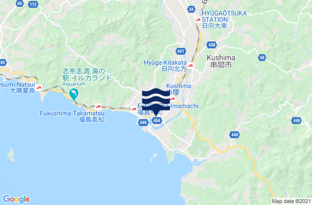 Kushima Shi, Japan tide times map