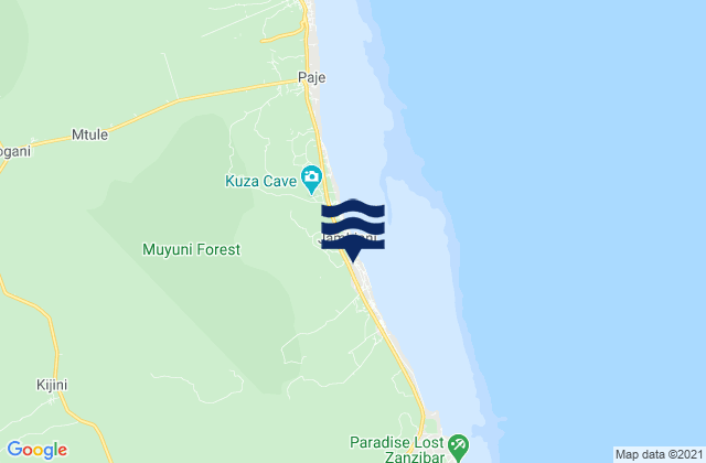 Kusini, Tanzania tide times map