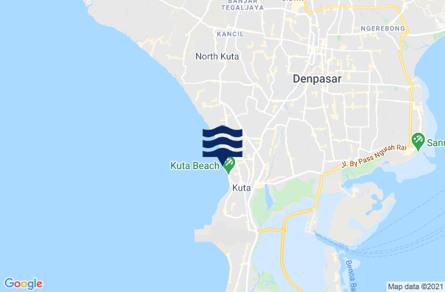 Kuta Beach, Indonesia tide times map