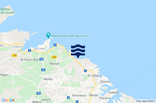 L-Iklin, Malta tide times map