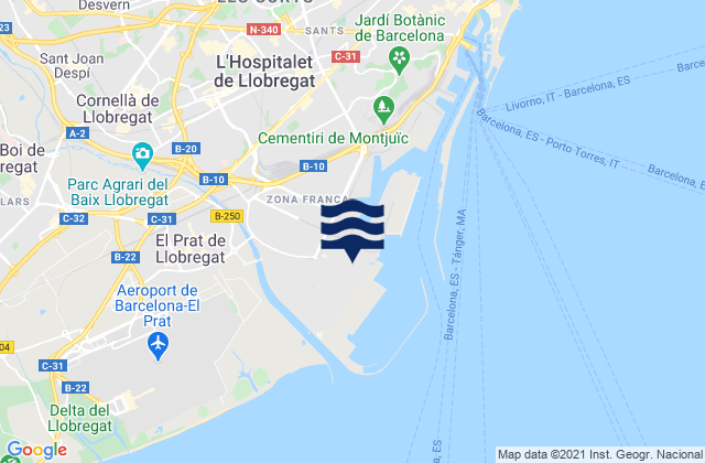 L'Hospitalet de Llobregat, Spain tide times map