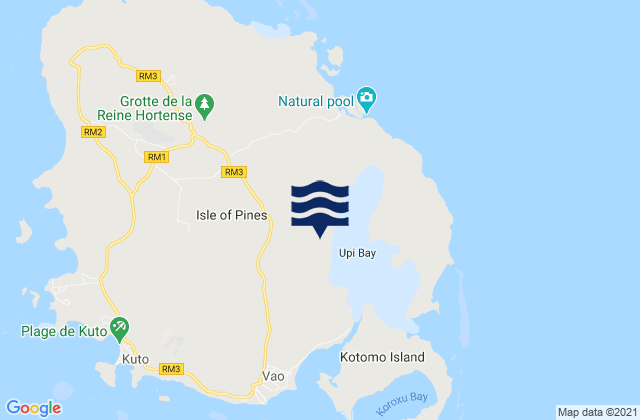 L'Ile des Pins, New Caledonia tide times map