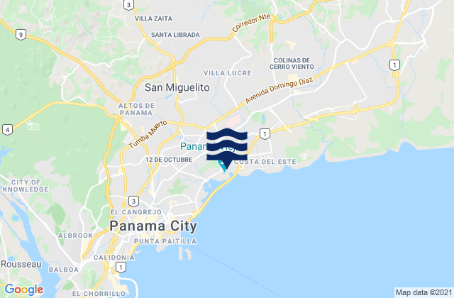La Cabima, Panama tide times map