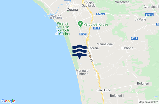 La California, Italy tide times map