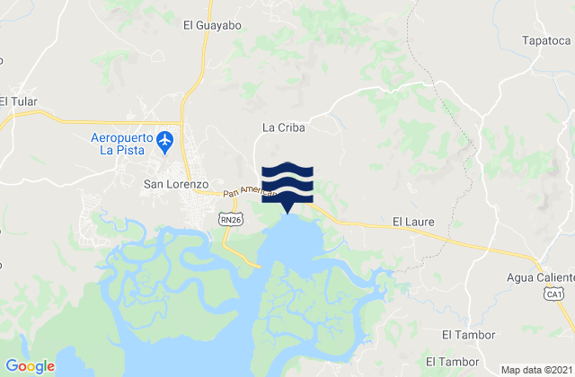 La Criba, Honduras tide times map