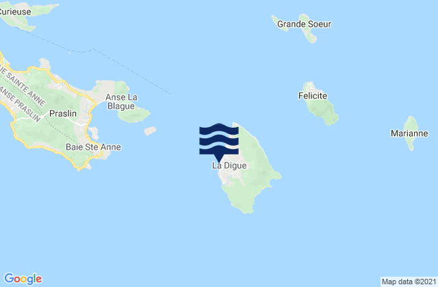 La Digue, Seychelles tide times map