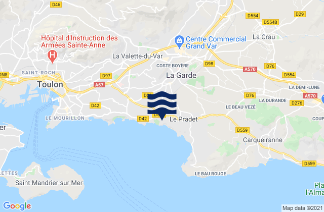 La Garde, France tide times map