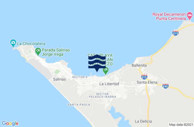 La Libertad Bahia De Santa Elena, Ecuador tide times map