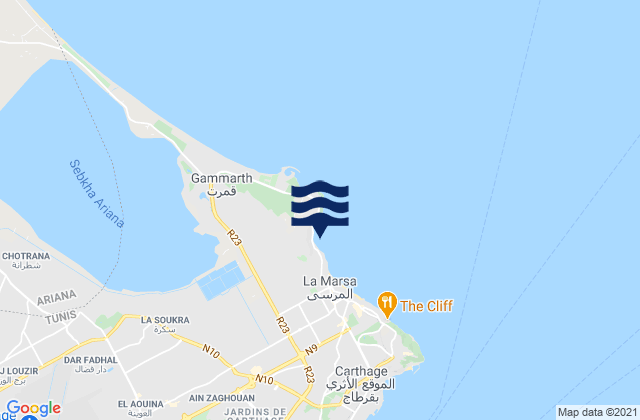 La Marsa, Tunisia tide times map