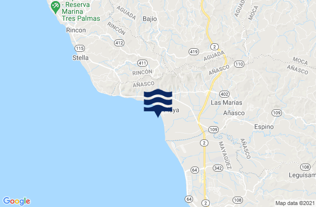 La Playa, Puerto Rico tide times map