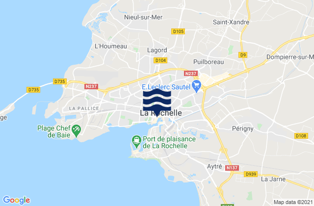 La Rochelle, France tide times map