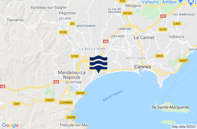 La Roquette-sur-Siagne, France tide times map