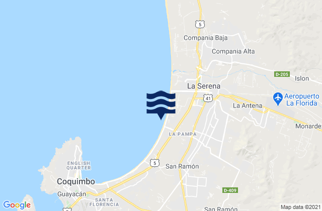 La Sarena (Avenida del Mar), Chile tide times map