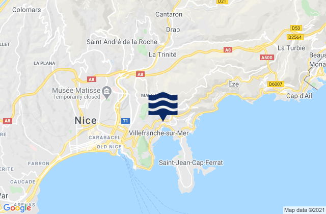 La Trinite, France tide times map
