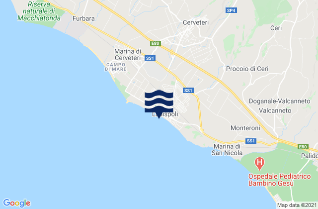 Ladispoli, Italy tide times map