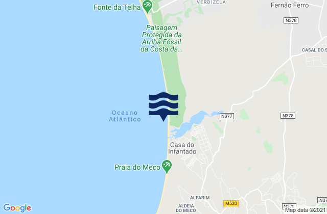 Lagoa de Albufeira, Portugal tide times map