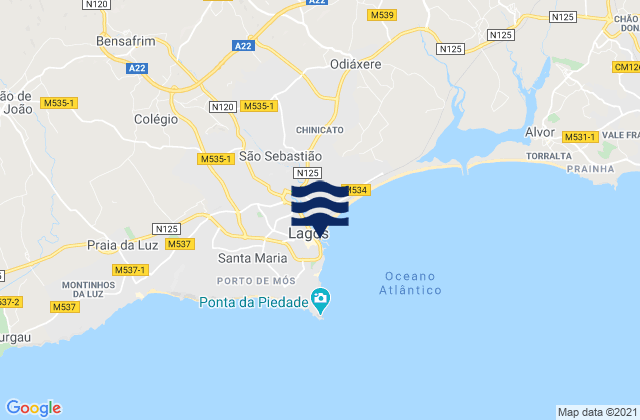 Lagos, Portugal tide times map