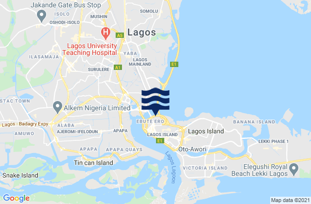 Lagos Island Local Government Area, Nigeria tide times map