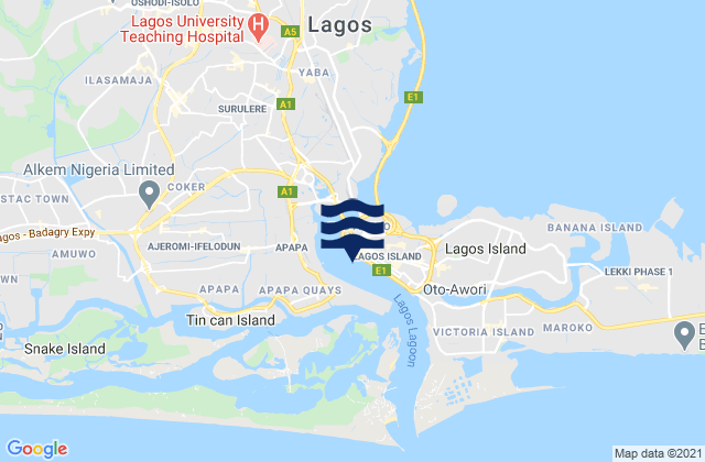 Lagos Lagos River, Nigeria tide times map