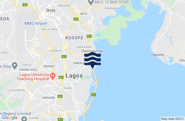 Lagos State, Nigeria tide times map